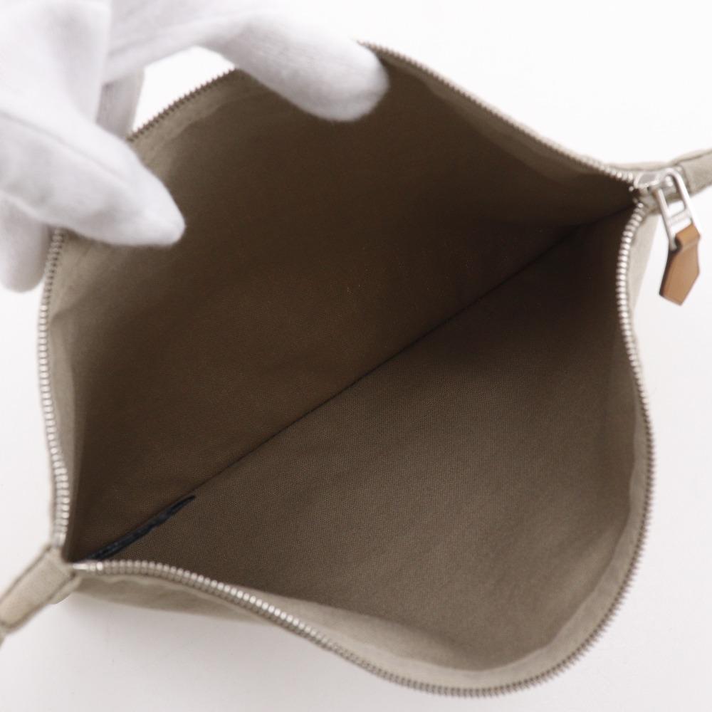 HERMES Bora Bora MM Pouch beige cotton unisex Used