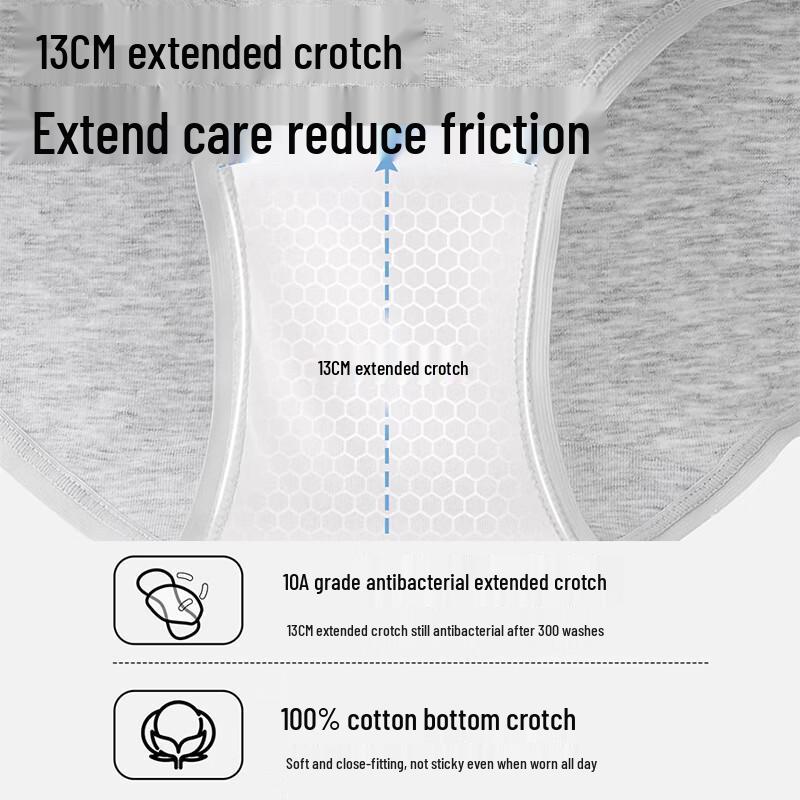 FitonTon Women's Pure Cotton Mid-Waist Briefs 3-Pack