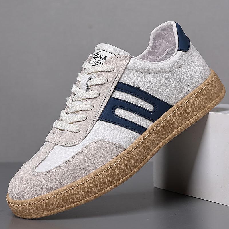 European station men's shoes trendy shoes breathable suede shoes sports and leisure shoes leather Forrest Gump shoes spring white shoes men's board s