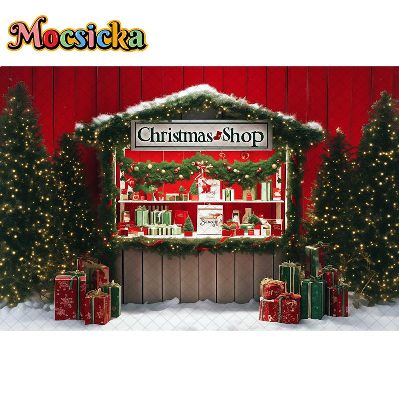 Mocsicka Candy Cane Sweets Backdrops Kids Family Photography Props Child Adult Photocall Snowflake Xmas Trees Backgrounds Cotton-150x100cm