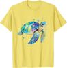 Watercolor Sea Turtle Graphic Tee Breathable Cotton Casual T-Shirt for Men Beach Trip
