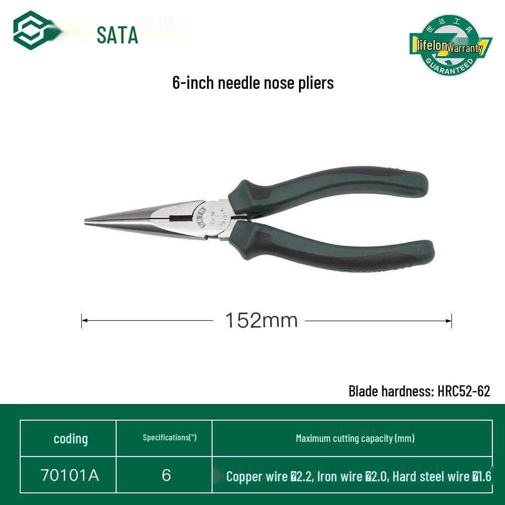 SATA Industrial-Grade Needle-Nose Pliers: Multi-Functional Electrician s Tool Collection