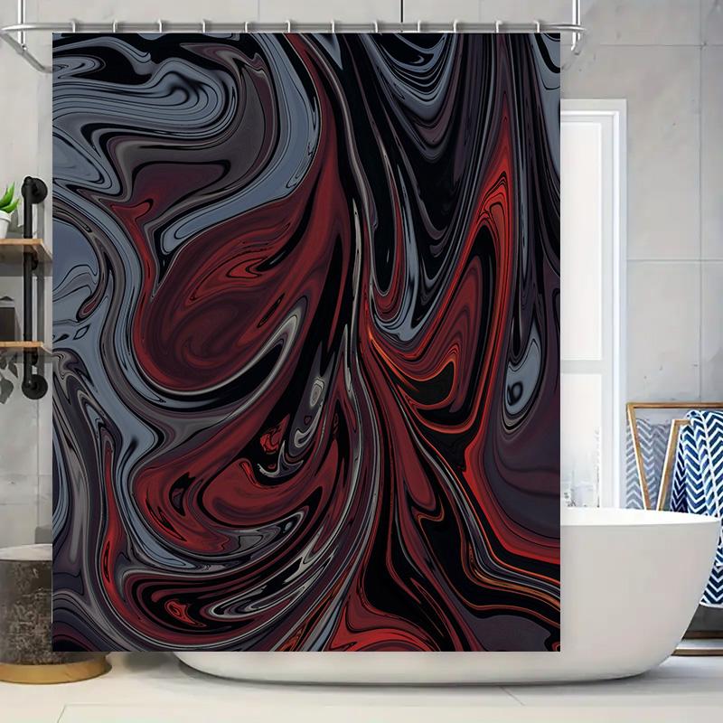 

GAELuxury Marble Print Shower Curtain Waterproof Bath Decor for Modern Bathroom Design Red Black Grey Pattern Size 180X240cm 90x180cm