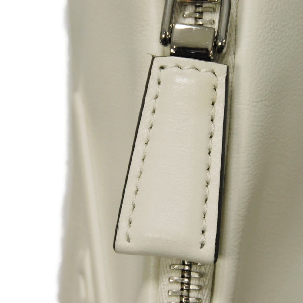 Used 11569 Triangle Leather Crossbody Bag 1BH190 2BYA F00099 7921 White RFID IC Chip Embossed Logo Bianco Unisex from