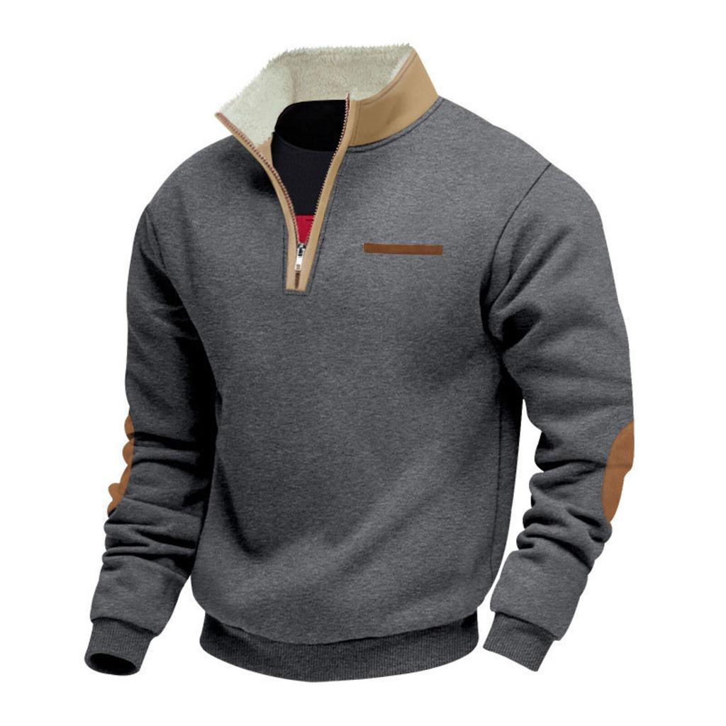 Men's Half Zip Stand Collar Sweatshirt for Outdoor Sports Casual Wear