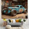 Tapisserie Voiture de Course Rouillée Vintage Hot Rod Garage Man Cave Art Mural
