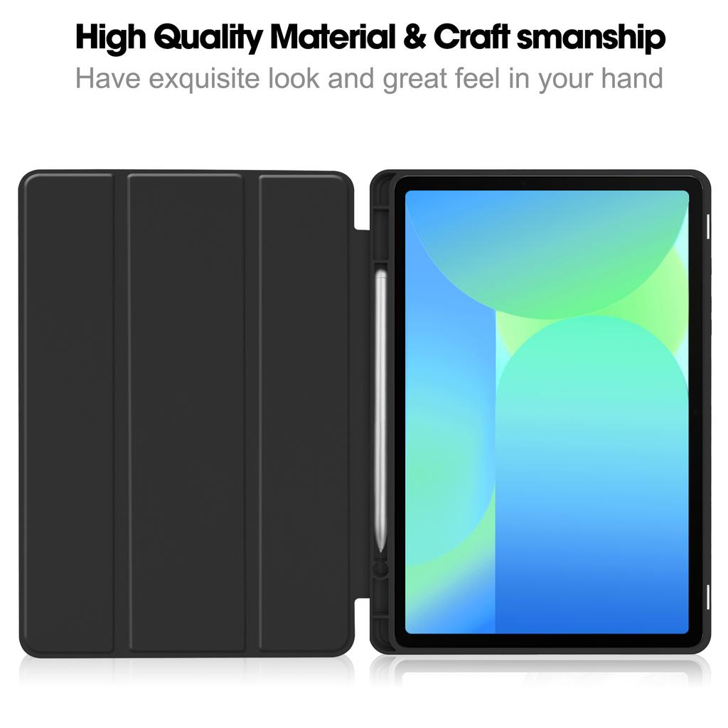 Pentru Samsung Galaxy Tab S10 FE/S9 FE Husă cu suport din piele cu absorbție a șocurilor, cu slot pentru stilou