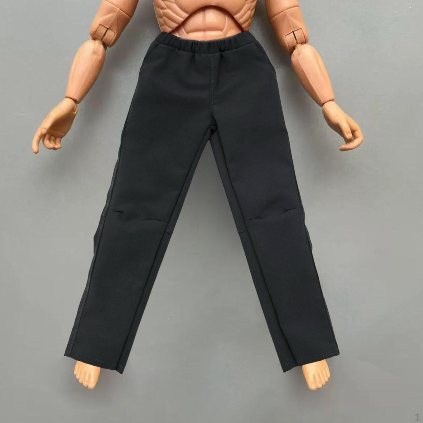 

1/6 Action Figure Clothes Doll Costume Pants Mini Casual Photo Prop Miniature Clothing for 12 inch чёрный