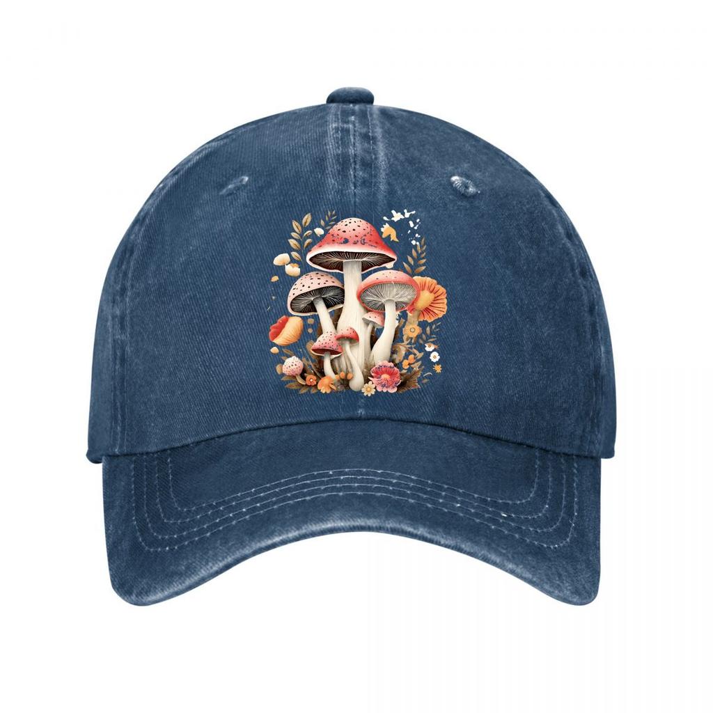 Whimsical Mushrooms Floral Home Decor Art Print Washed Baseball Cap Outdoor For Womens Unisex FeUnisex