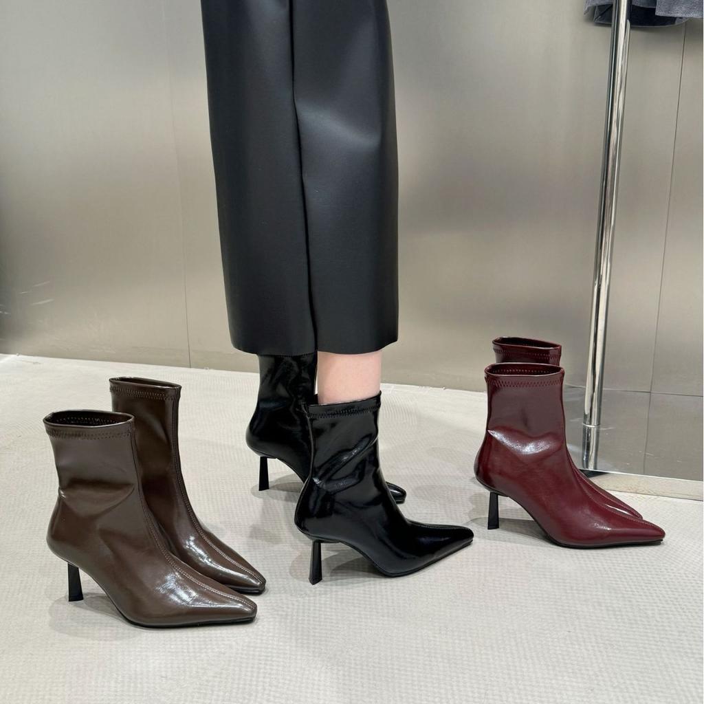 Pointed Boots Short Boots Women's 2025 Autumn and Winter New European and American Short Women's Boots Thin Heel High Heel Boots Design Sense Thin