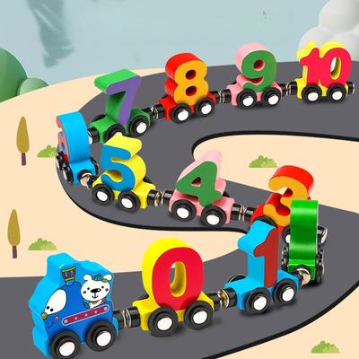 11/27pc Magnetic Wooden Alphabet Train Set, ABC Letter or Number Learning Toy Trains for Kids Educational Building Blocks Puzzle