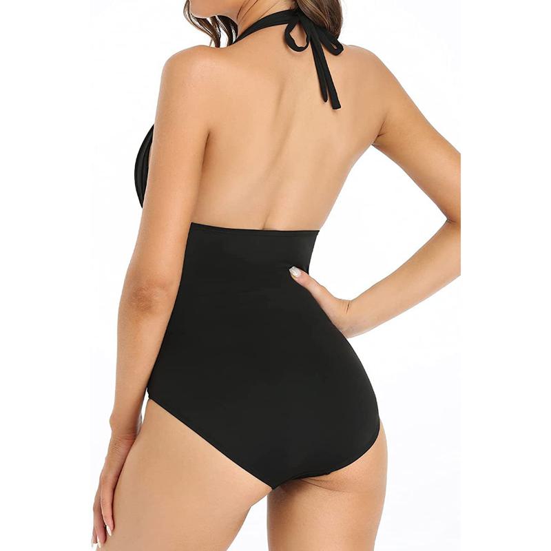Dámské bikiny sexy jednobarevné plavky s vysokým pasem plážové plavky Dámské letní plavky