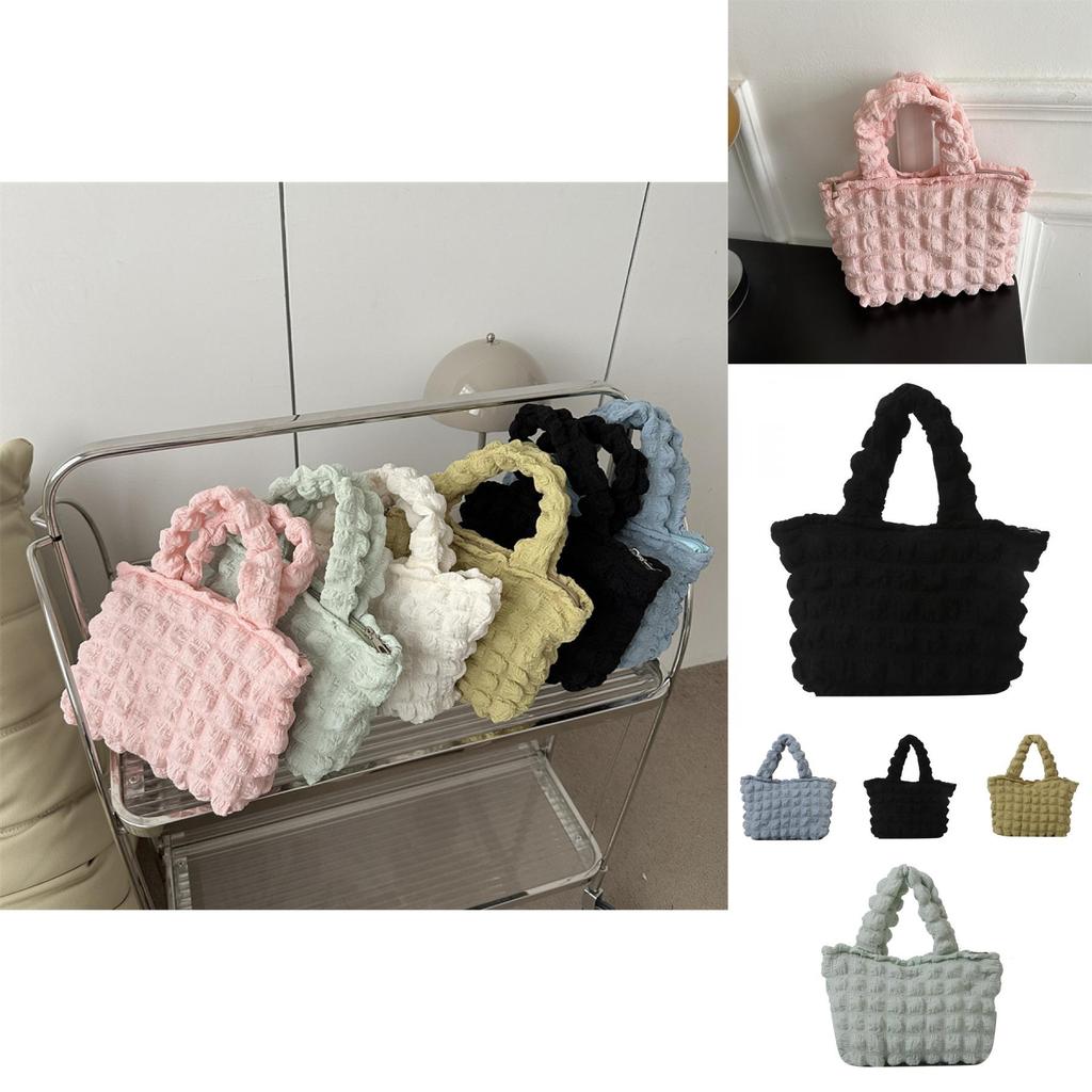 Chic Korean Style Cloud Bag For Girls Fashionable Checkered Handbag In Trendy Colors