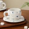 Small floral creative ceramic coffee cup and saucer, hand-squeezed, hand-painted irregular high-value breakfast cup