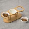Pet Feeder Bowl Cat Food Bowl with Anti-Knockover Design Elevated Cat Feeder with Wooden Stand Feeding Dish Drinker Pet Supplies