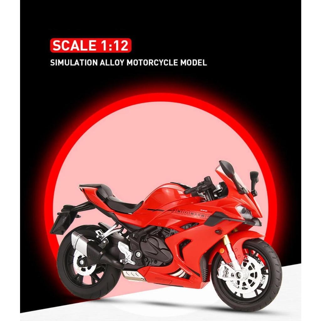 1/12 QJmotor SAI 600RS Aliaj Turnat Sub Presiune Model Motocicletă Jucărie Vehicul de Colecție Sunet și Lumină Motocicletă Off Road Jucării Mașină