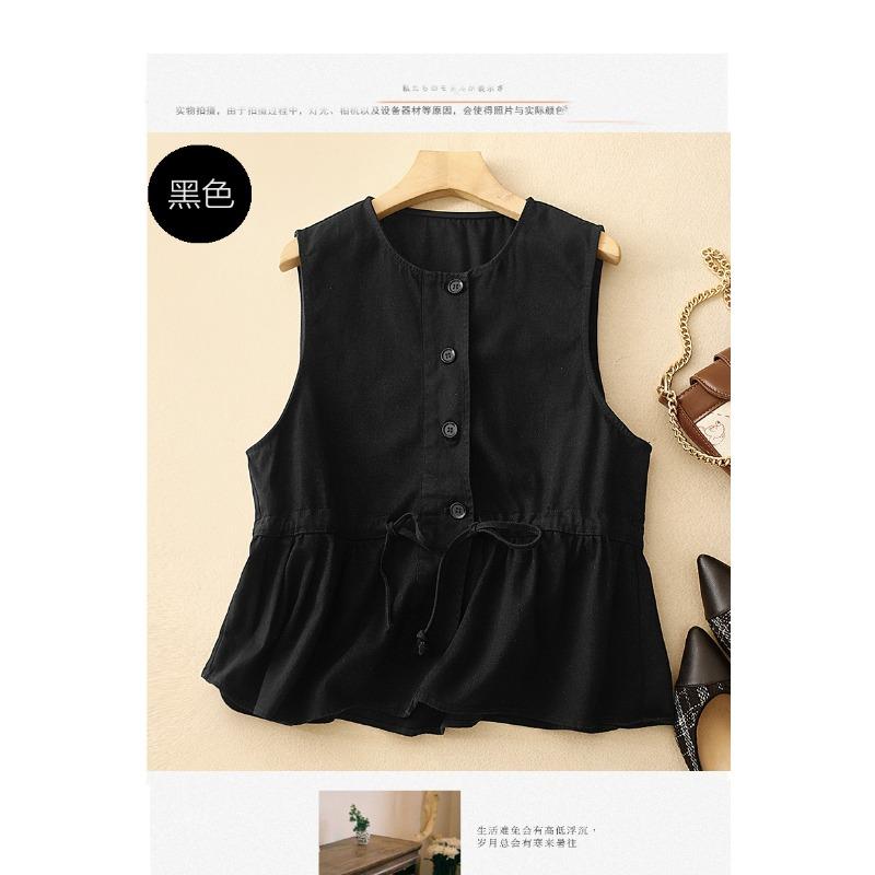 Women S Cotton Ruffled Round Neck Loose Fit Vest Top