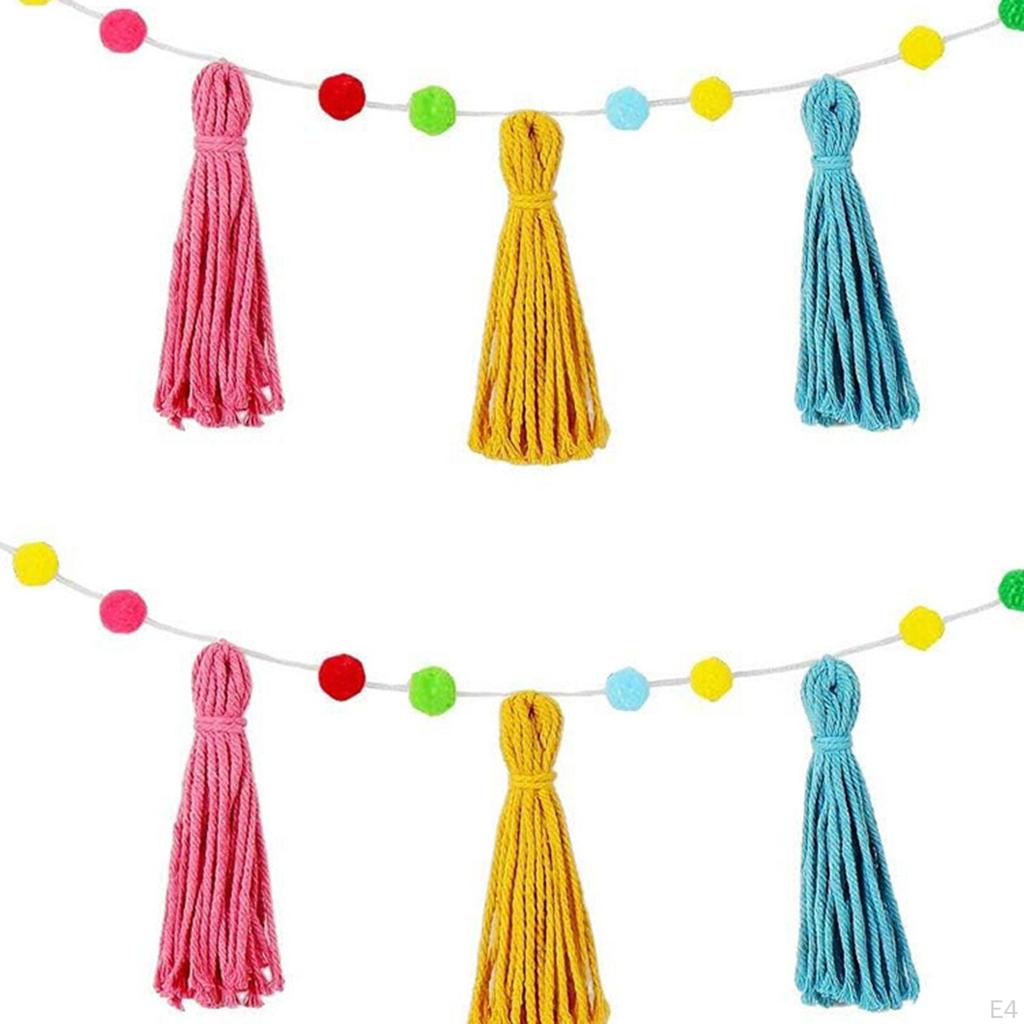 Boho Quastengirlande Dekoratives Banner Foto-Requisiten 31,5 Zoll Wandbehang Ornament für