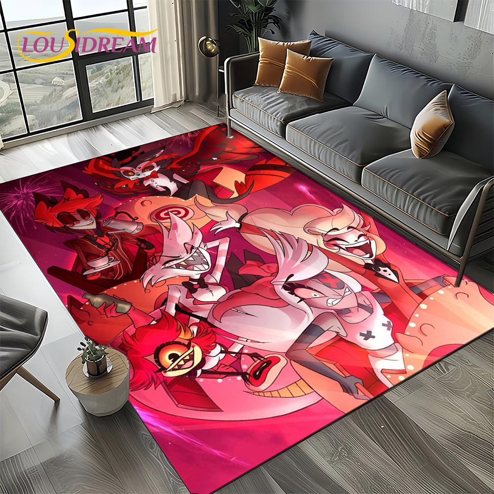 2025 H-Hazbin Hotel Charlie Cartoon Carpet Rug for Bedroom Living Room Home Sofa Decoration,kids Game Play Decor Floor Mat Gift