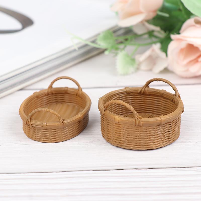 1:12 Dollhouse Simulation Miniature Resin Fruit Bread Food Basket Storage Basket Figure Toys High Quality Durable