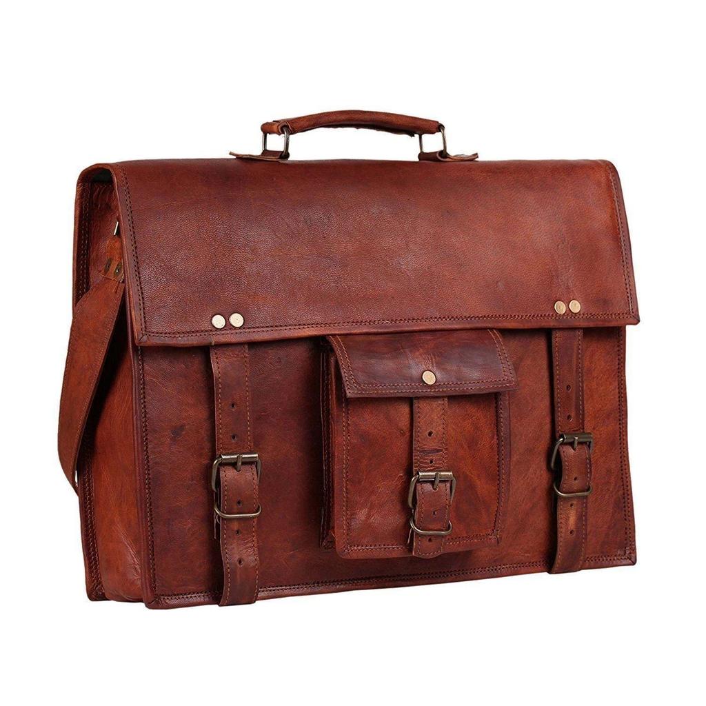 Leather Messenger Bag Laptop Work Computer Shoulder Briefcase Satchel