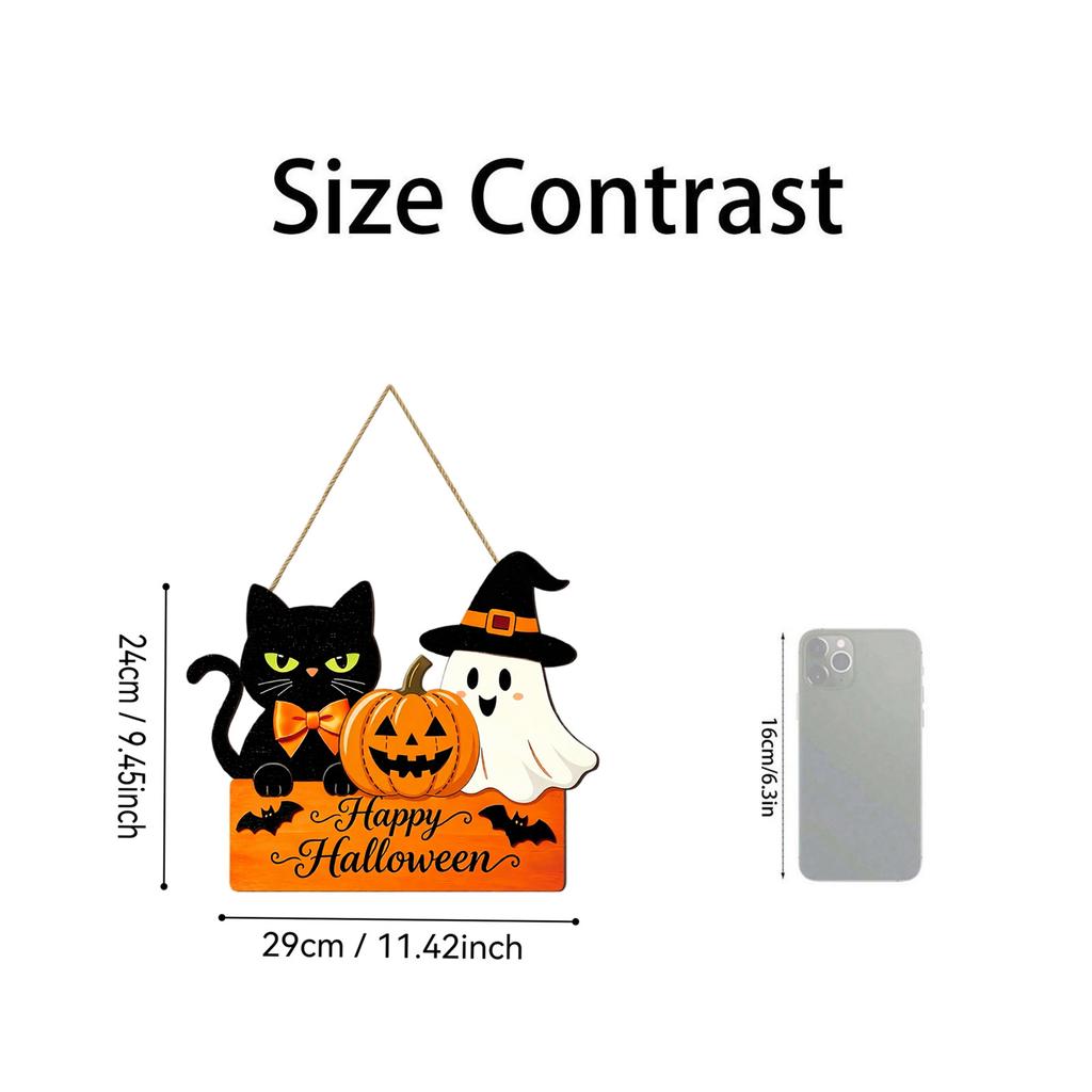 Halloween Pumpkin Wooden Door Hanger for Front Door Wall Decoration