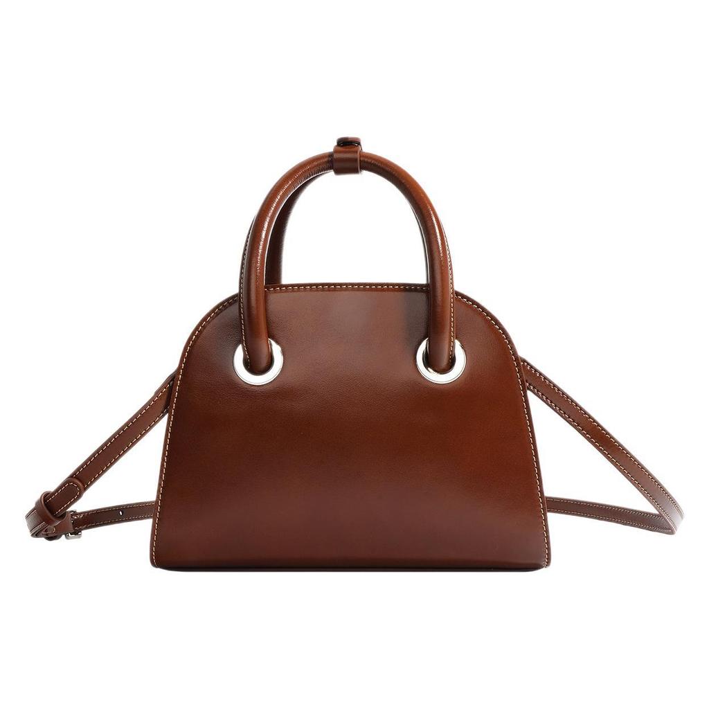Solid Color Shell Handbag Women's Niche Fashion Versatile Commuter Bag Cowhide Women's Shoulder Armpit Bag