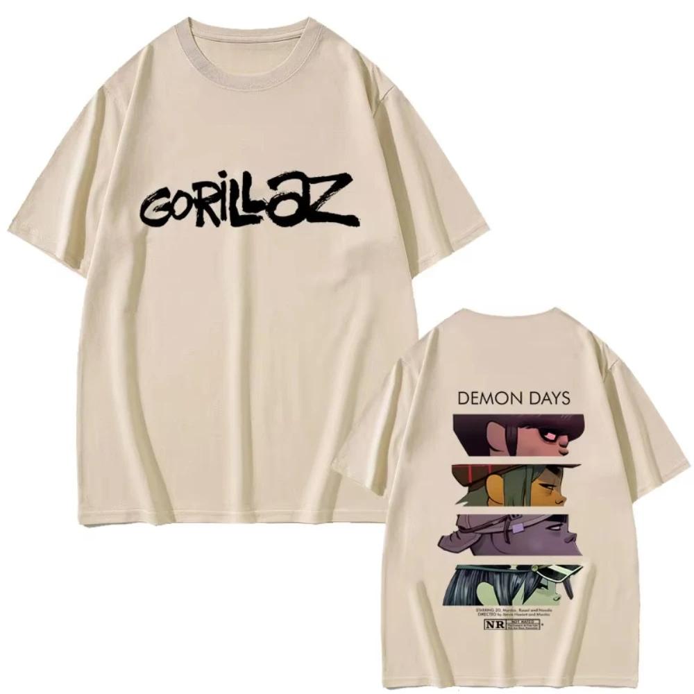 Rock Band Gorillaz Eyes Print Tshirts Unisex Women Hip Hop Fashion Oversized Streetwear Unisex Casual Soft Cotton Oversized T Shirts