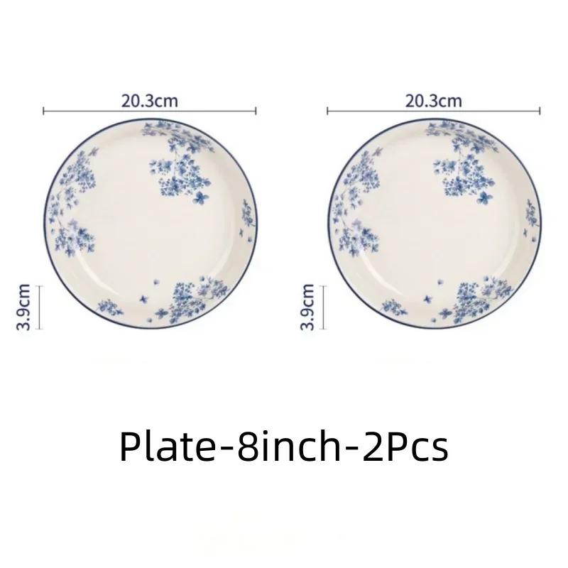 Chinese Ceramic Bowls Plates Retro Tableware Ramen Bowl Steak Dish Dessert Salad Plate Dinnerware Household Decor
