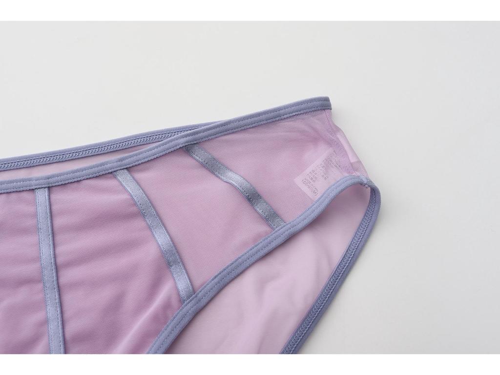 French Color Block Low-Waist Mesh Hip-Hugging Briefs for Women