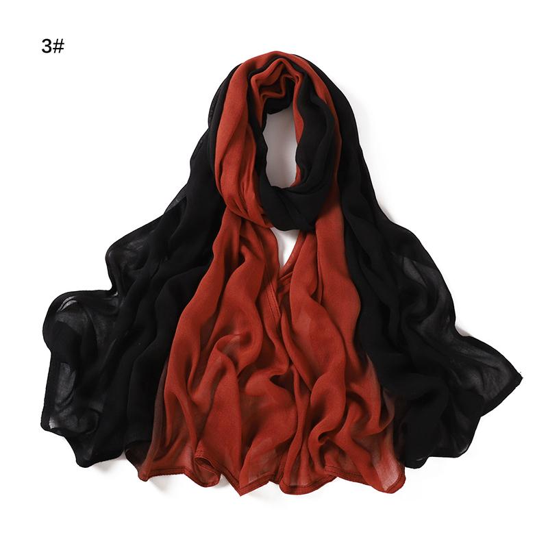 Luxary Design Fashion Women Classic Gradient Colored Cotton Scarf Lady Soft Headscarf Solid Color Shawl Headscarf Muslim Scarf