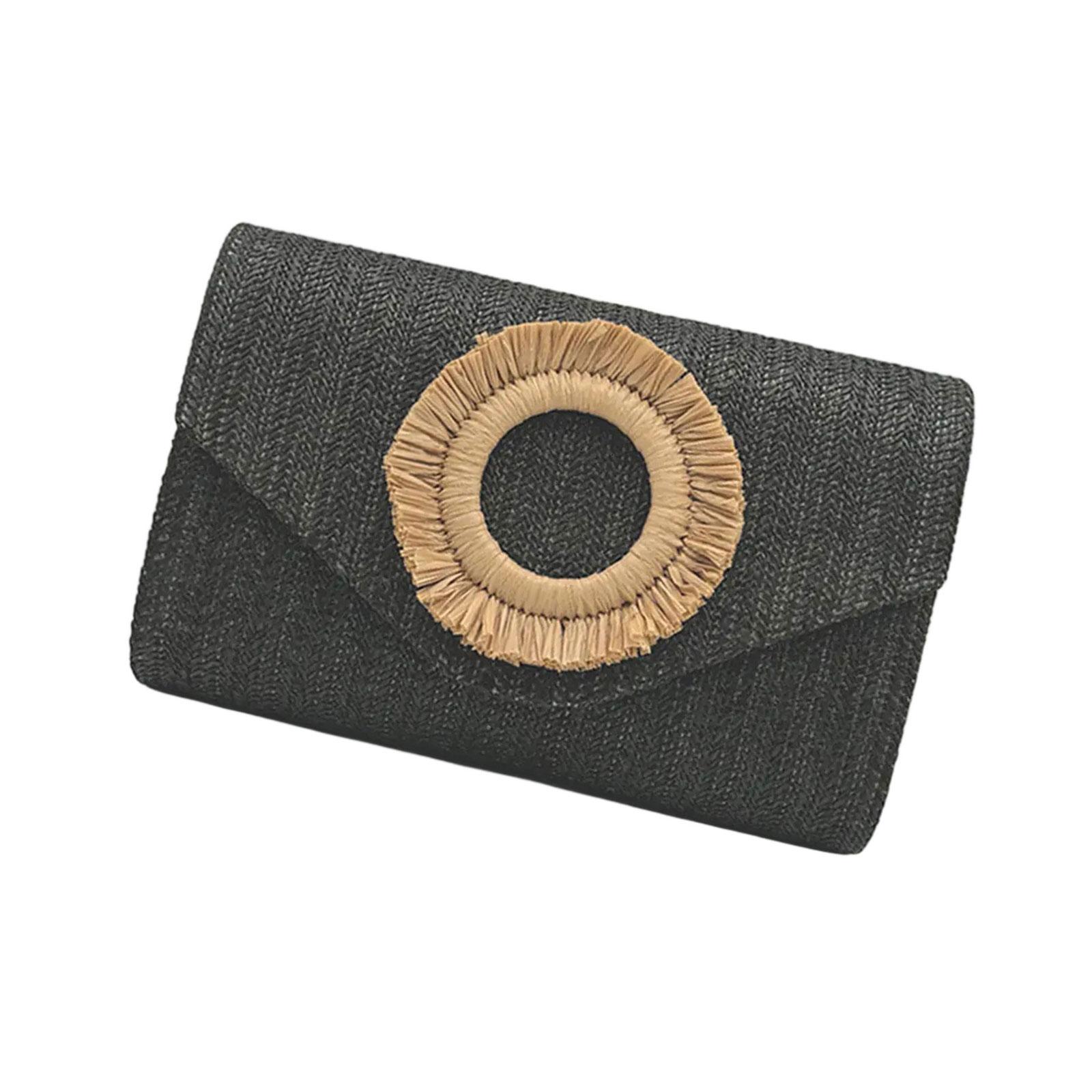 Соломенная сумка-клатч для женщин сумка-конверт соломенная сумка через плечо летняя пляжная сумка плетеные сумки-клатчи чёрный 1650₽