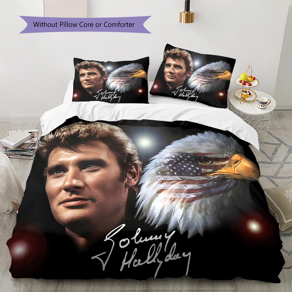 1PC Johnny Hallyday pattern Bedding Quilt Set Quilt Cover Pillowcase Home Decoration Birthday Gift (1 * duvet cover + 19 * pillowcase, without core)