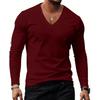 Casual sportief ondershirt voor heren, V-hals top met lange mouwen