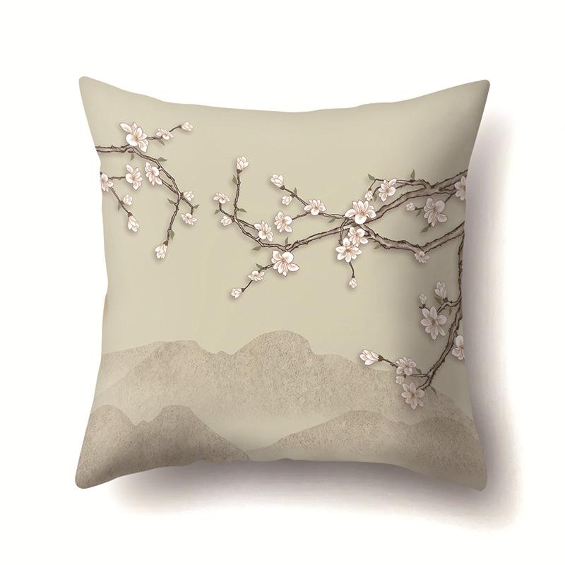 Leaves, Geometric Branches, Sofa Pillowcase, Single-sided Office Cushion Cover, Living Room Pillowcase, Biker Waist Pillowcase