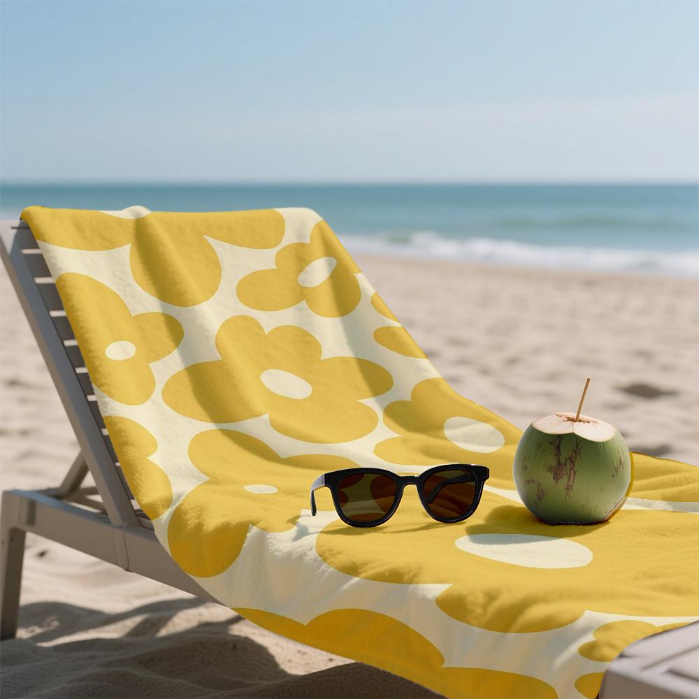 Yellow Blossoms Oversized Microfiber Beach Towel Sand Proof Quick Dry, Absorbent for Swimming Pool Travel Camping