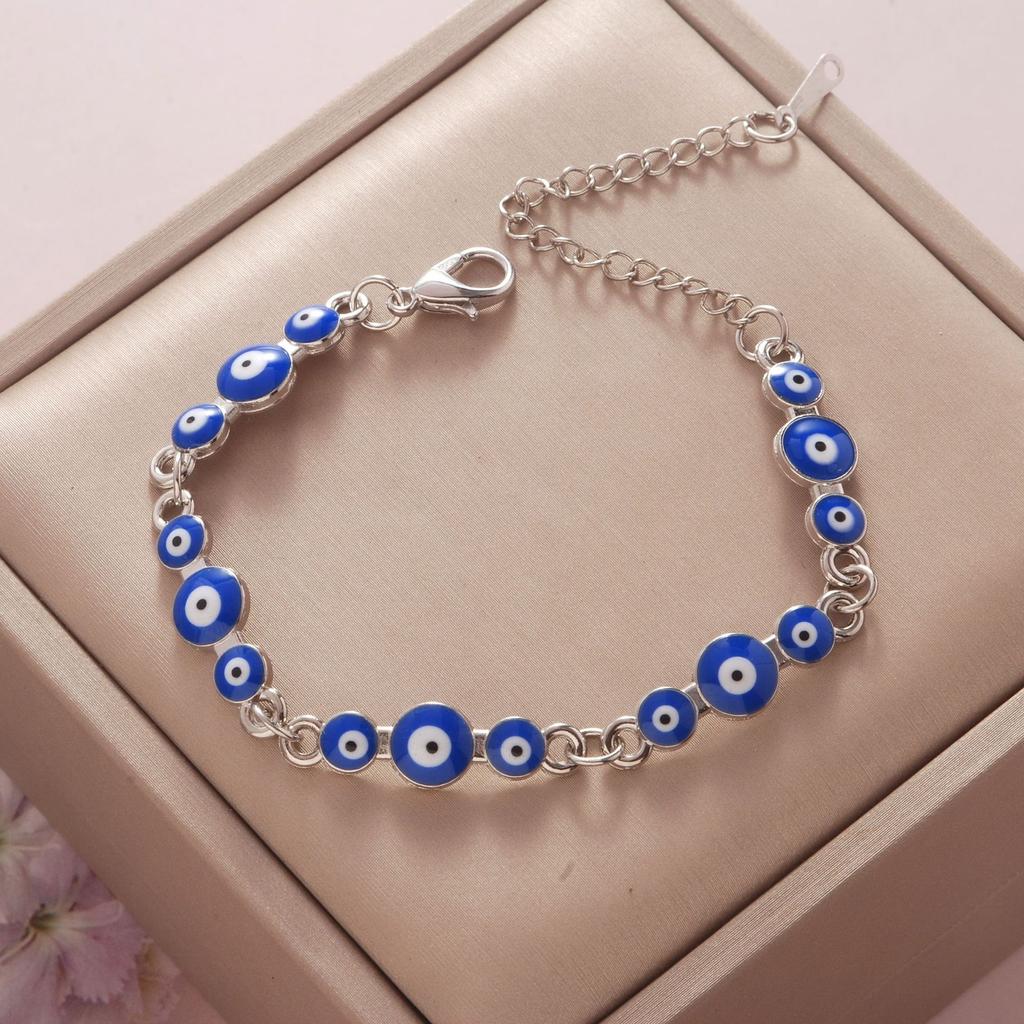 Fashionable Simple Rhinestone Evil Eye Four Leaf Clover Bracelet for Women