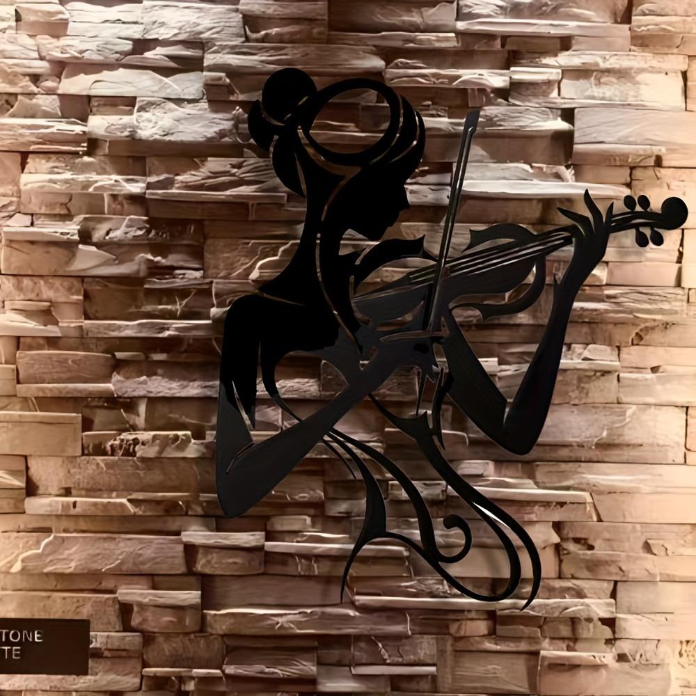 Elegant Violinist Metal Wall Art, Modern Craft Home Decor, Removable for Living Room Office Patio Cafe, Gift