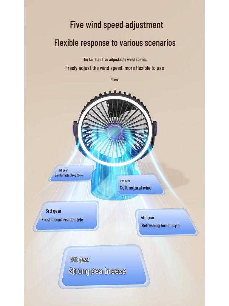 Multifunctional Wall-Mounted Clip Fan with Night Light - Ideal for Dorms & Offices
