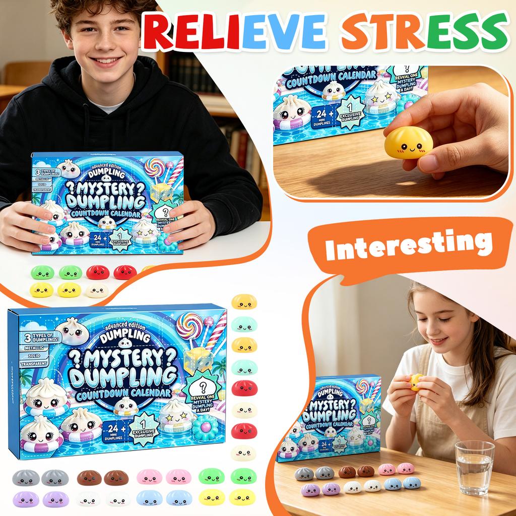 Dumpling Mystery, Dumpling Mystery Advent Countdown Calendar, 24PCS Random Surprise Toys, Stress Relief Sensory Fidgets Toy For Anxiety Relief