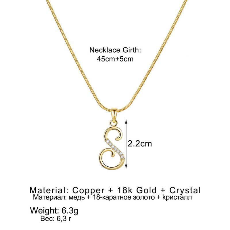 Europe and America Cross Border 26 Letters Copper Inlaid Zircon Snake Chain Necklace Letter Gold Pendant Creative Minimalist Letters