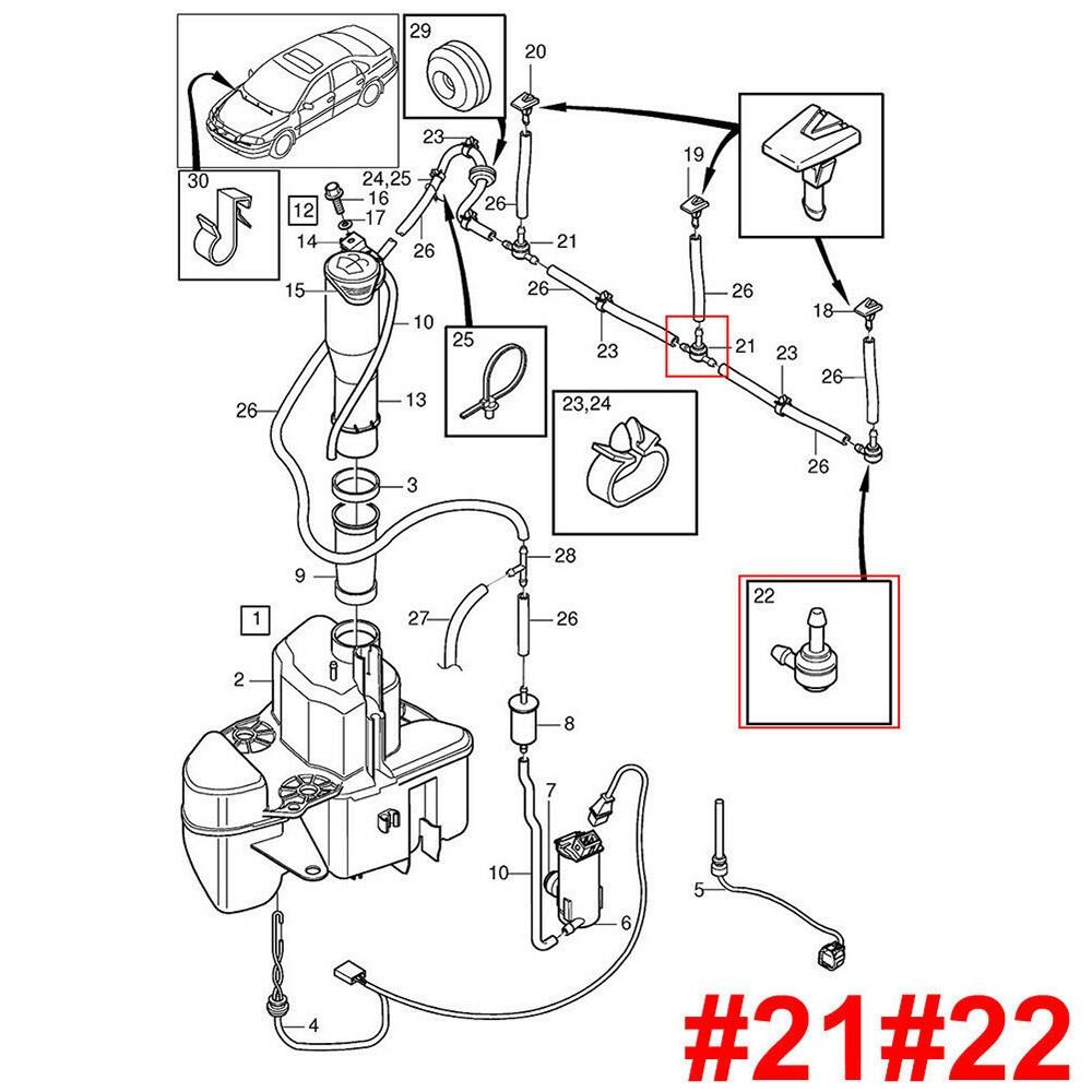 Premium Windscreen Washer Valve for C30 C70 S40 S60 S80 V50 V70 XC60 Set of 2