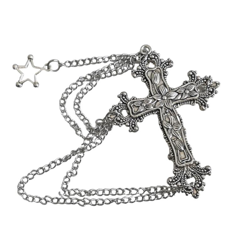 

Women Barrettes Hairpin Sweet Crosses Hair Clip Chain Elegant 2000s Trend Crosses Bunches Headwear Sweet Goth Trend 1
