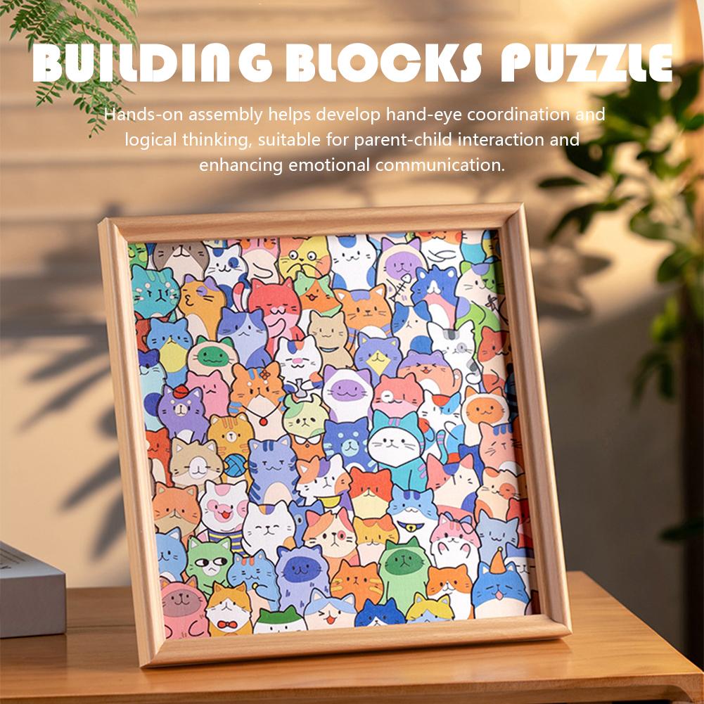 Cartoon Toys Cute Kitten Wooden Puzzles Hand-painted Puzzle Diy Gift Present Assembly Toy Christmas T3d4