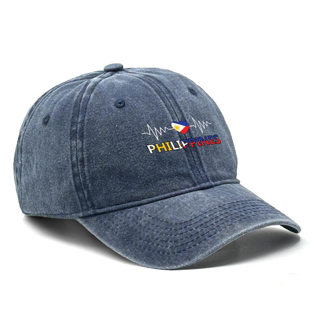 Heart-shaped Flag of Philippines Washed Cotton Snapback Baseball Caps Man's Cap Sporting Adjustable Baseball Hat