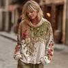 Damen Vintage Böhmischer Blumen-Hoodie Lässiges Langarm-Kapuzensweatshirt mit Tasche Übergroßer Blumen-Kunstdruck Pullover Tops