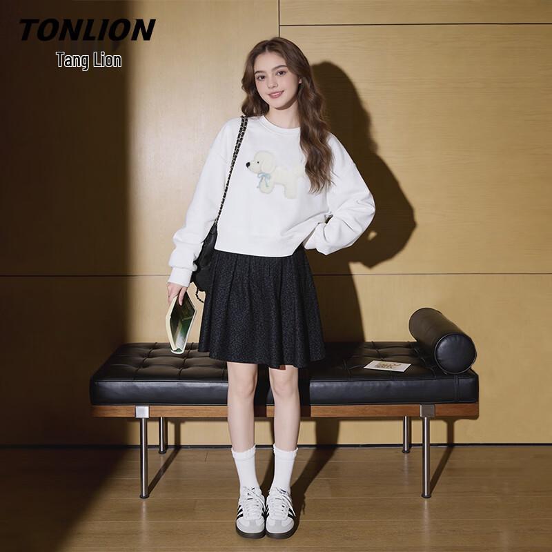 TonLion Women's Puppy Print Pullover Sweatshirt