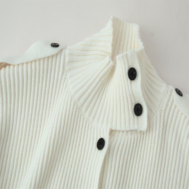 Women Loose Stand Collar Button Knit Cardigan Sweater Coat