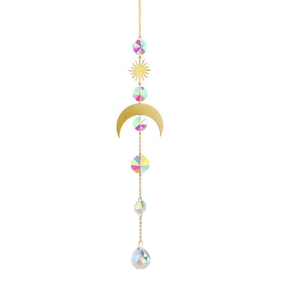 Faux Crystal Suncatcher Hanging Decoration Indoor Outdoor Garden Sun Moon Star Prism Wind Chime Ornament Rainbow Maker Pendant