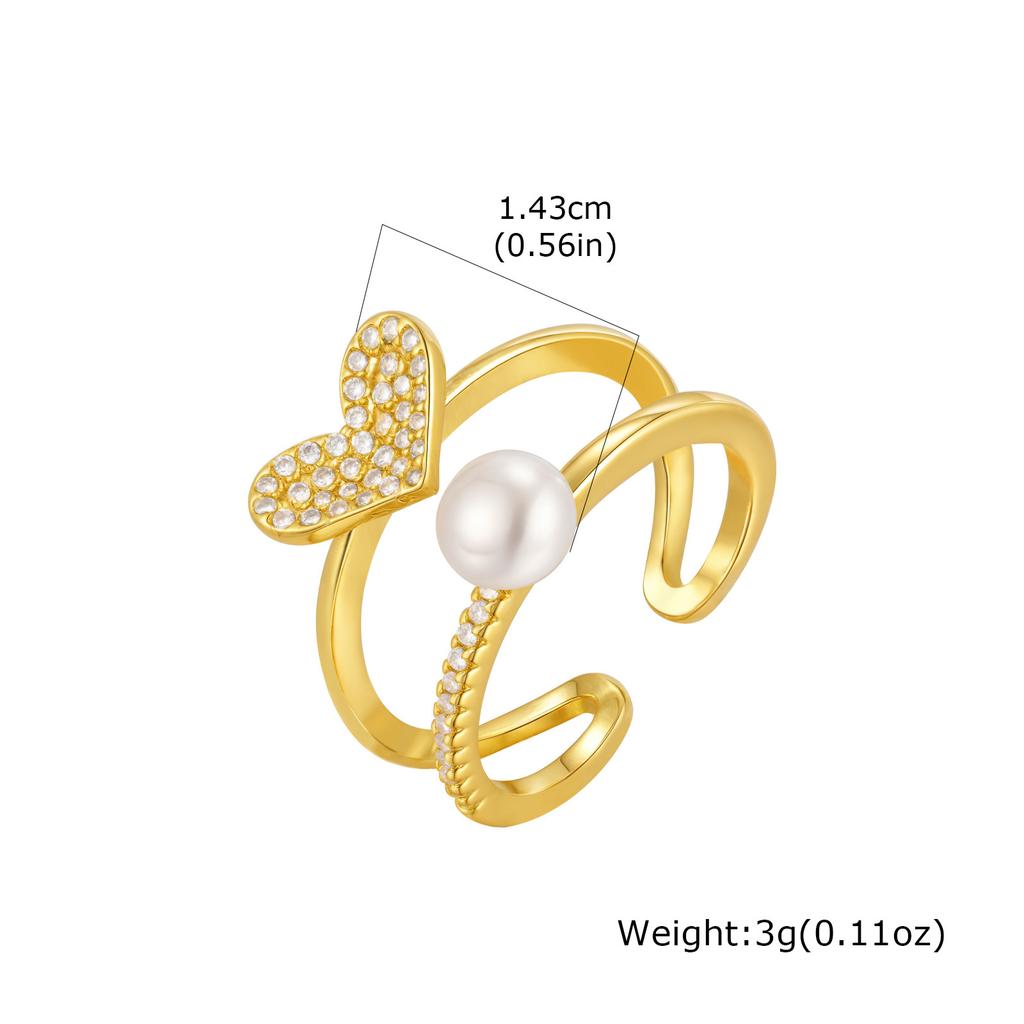 Adjustable Statement Zirconia Ring for Women, Open Ring Jewelry Daily Work Accessories